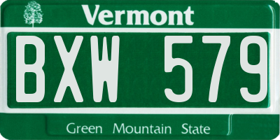 VT license plate BXW579