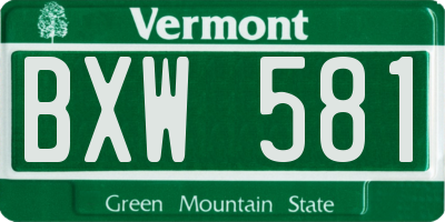 VT license plate BXW581