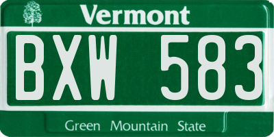 VT license plate BXW583