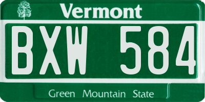 VT license plate BXW584