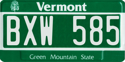 VT license plate BXW585