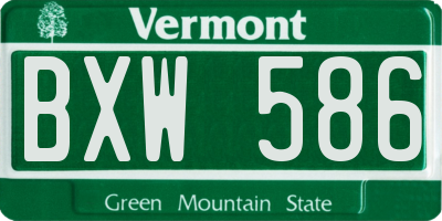 VT license plate BXW586