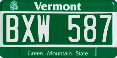 VT license plate BXW587