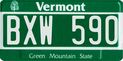 VT license plate BXW590