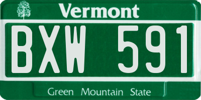VT license plate BXW591