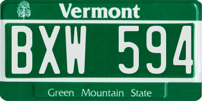 VT license plate BXW594