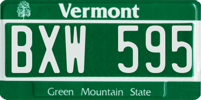 VT license plate BXW595