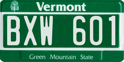 VT license plate BXW601