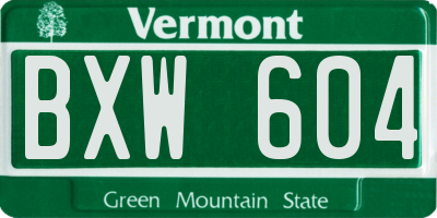 VT license plate BXW604