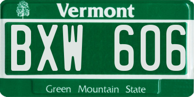 VT license plate BXW606