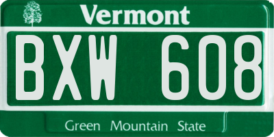 VT license plate BXW608