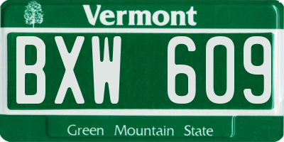VT license plate BXW609
