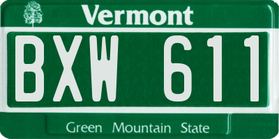 VT license plate BXW611