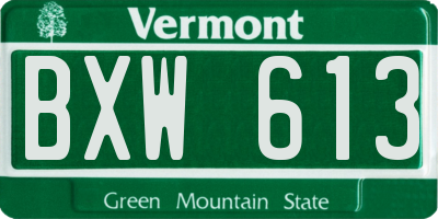 VT license plate BXW613