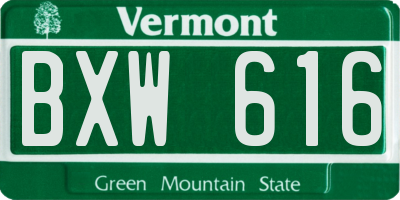 VT license plate BXW616