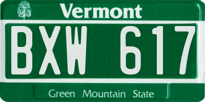 VT license plate BXW617