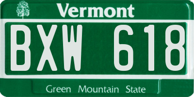 VT license plate BXW618