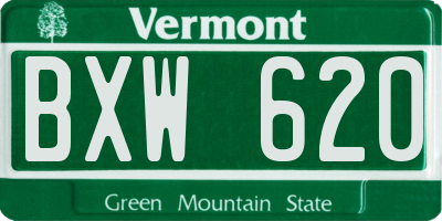 VT license plate BXW620