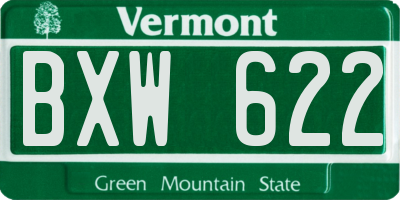 VT license plate BXW622
