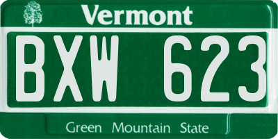 VT license plate BXW623