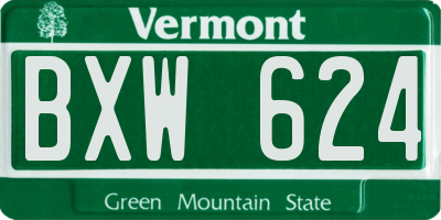 VT license plate BXW624