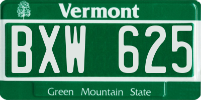 VT license plate BXW625