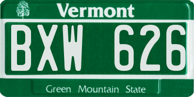 VT license plate BXW626