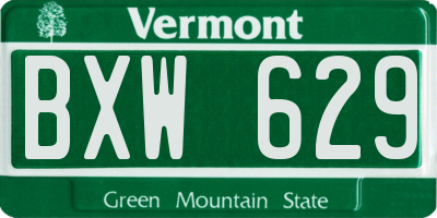 VT license plate BXW629