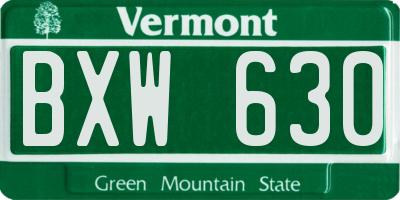 VT license plate BXW630