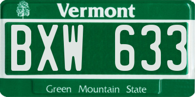 VT license plate BXW633