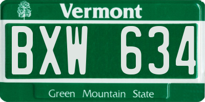 VT license plate BXW634