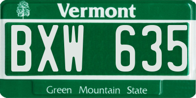 VT license plate BXW635