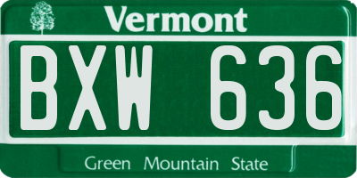 VT license plate BXW636
