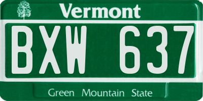 VT license plate BXW637