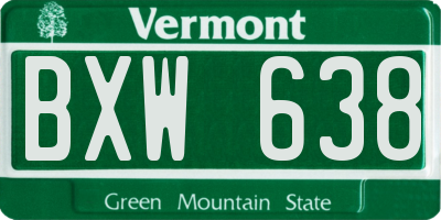VT license plate BXW638
