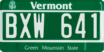 VT license plate BXW641