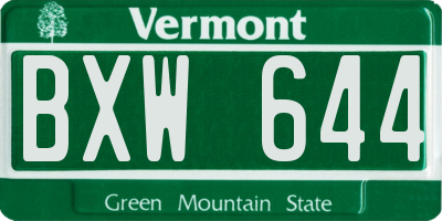 VT license plate BXW644