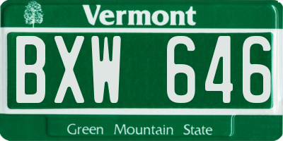 VT license plate BXW646