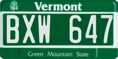 VT license plate BXW647