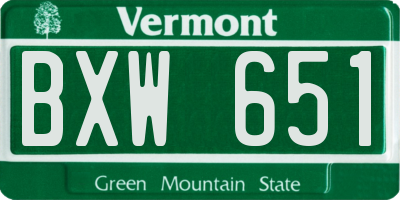 VT license plate BXW651