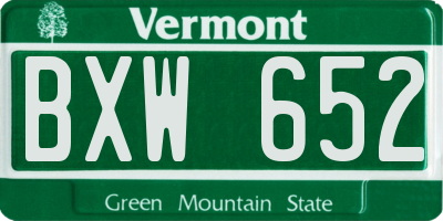 VT license plate BXW652