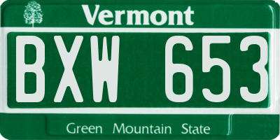 VT license plate BXW653