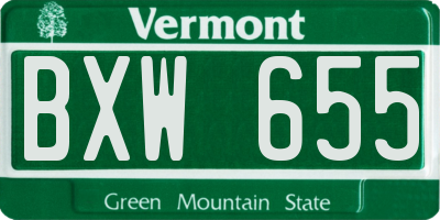 VT license plate BXW655