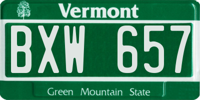 VT license plate BXW657
