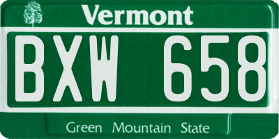 VT license plate BXW658