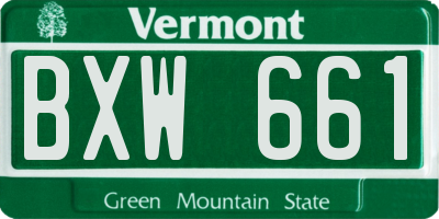 VT license plate BXW661