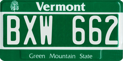 VT license plate BXW662