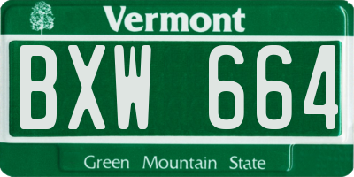 VT license plate BXW664