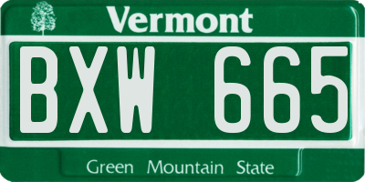 VT license plate BXW665