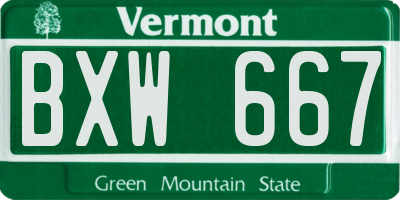 VT license plate BXW667